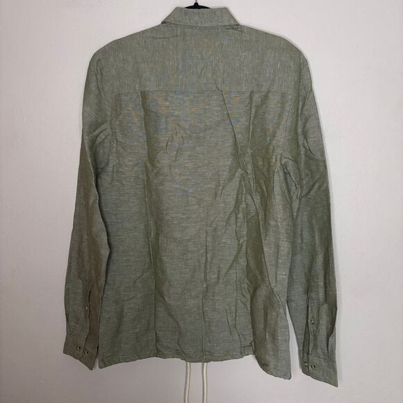 Asos Design Shirt Men's Small Tall Brown Linen Overshirt Drawstring Button Front - Picture 2 of 10